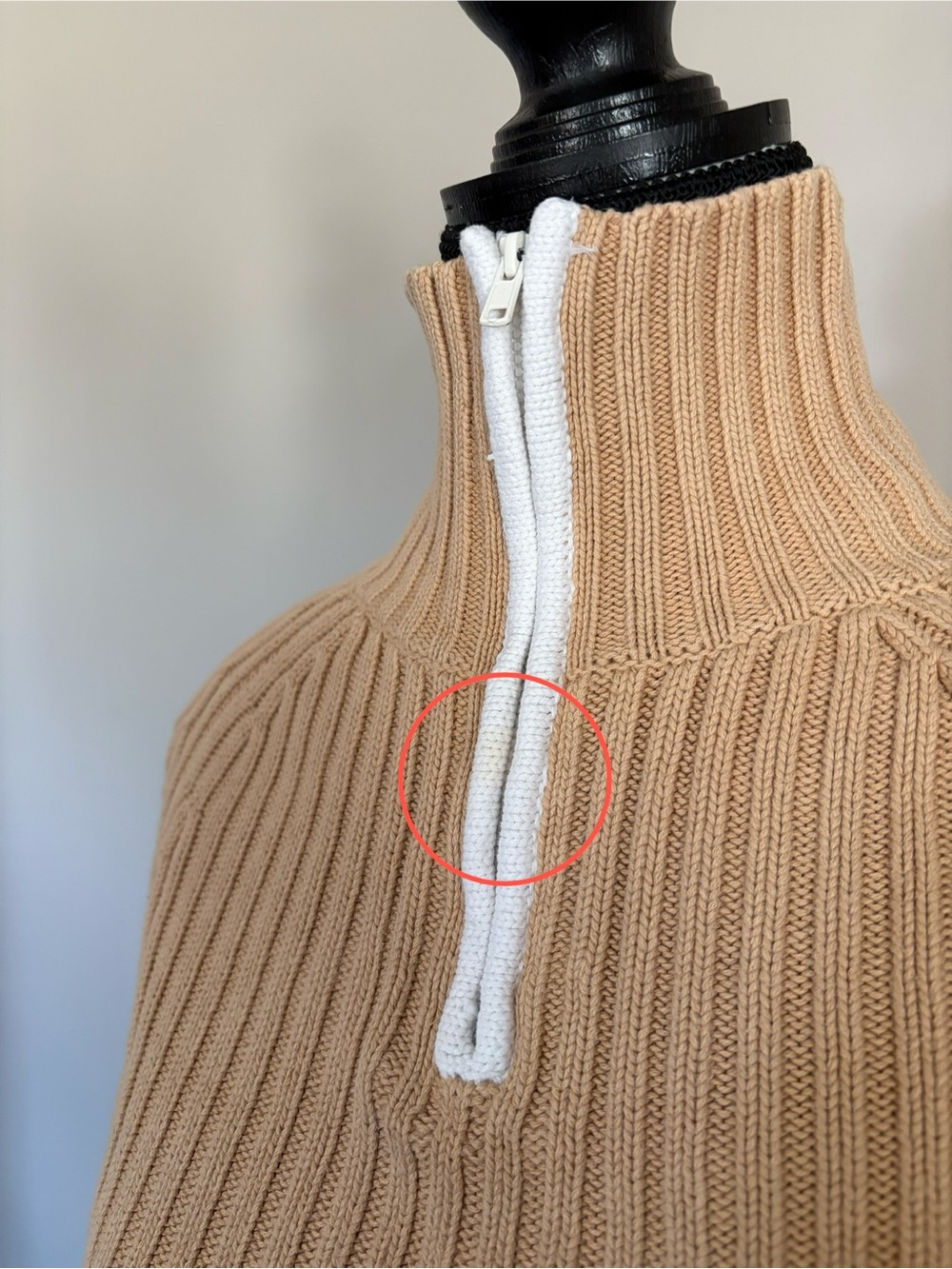 Y2K 2000โs DKNY Tan Ribbed Knit Quarter Zip Sweater - Picture 10 of 10